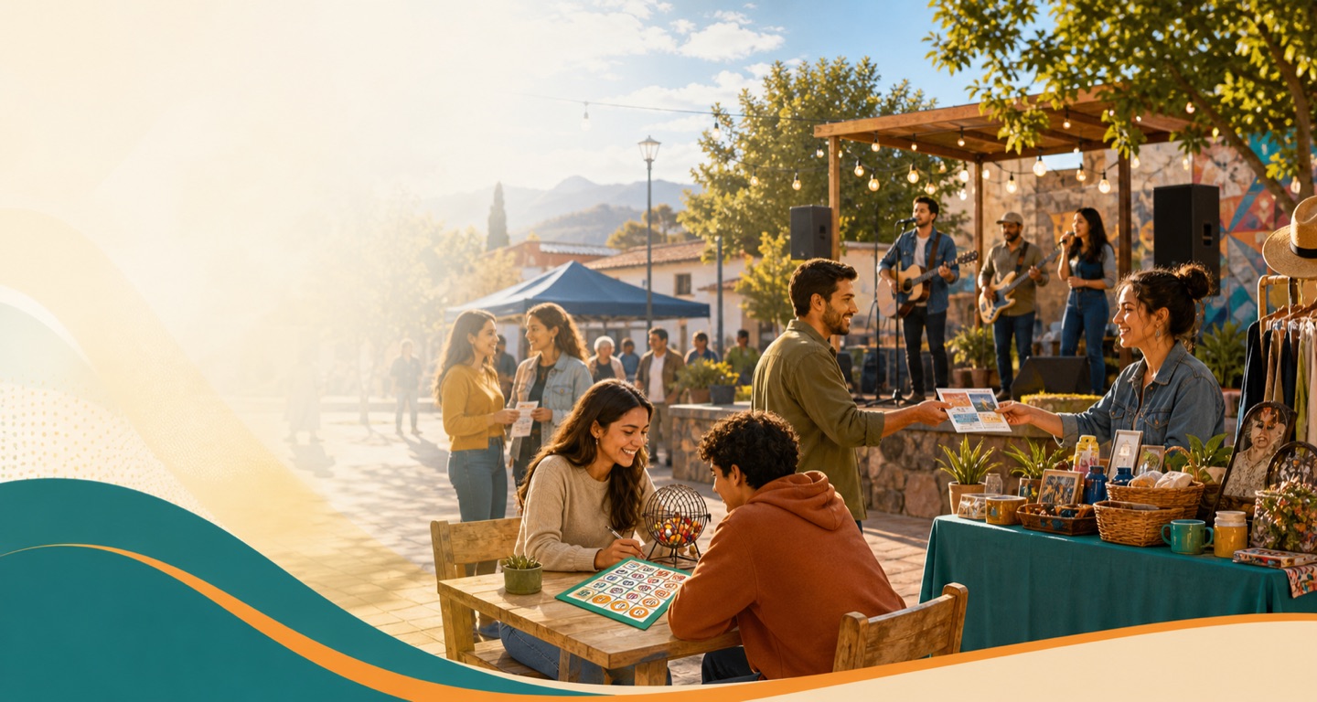 Personas reunidas en una feria de productos
